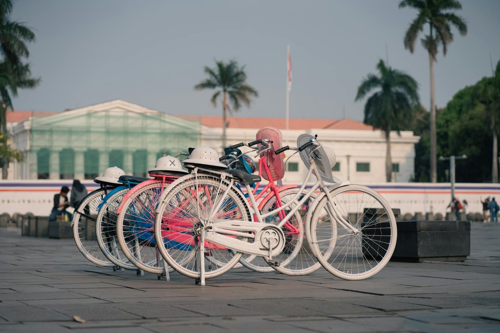 bicycles on square in town