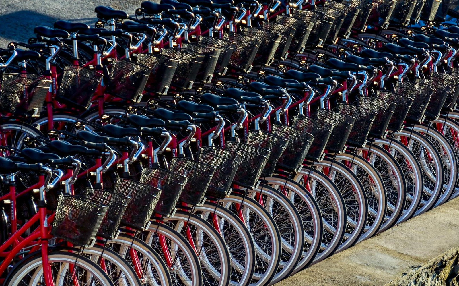 bicycles docked on the road